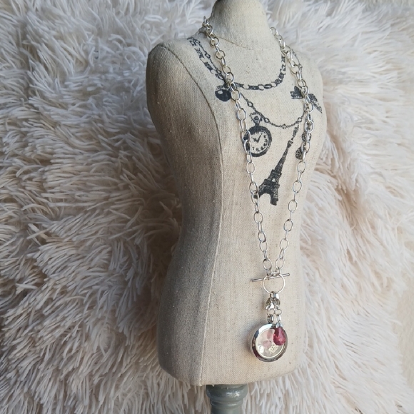 Origami Owl Jewelry - Origami Owl Silver and Pink Statement Necklace
